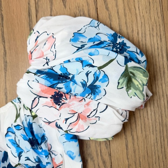 Abercrombie & Fitch Multi Colored Floral Puff Sleeve Crop Top Smocked Pleated XS - Picture 6 of 14